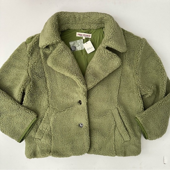 Free People Women’s Green Cozy Jacket Size L - Picture 3 of 17